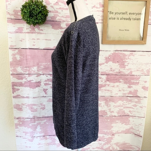 TALBOTS Women’s Blue Boat Neck Button Shoulder Sweater Size Petite Medium PM MP - Picture 3 of 7